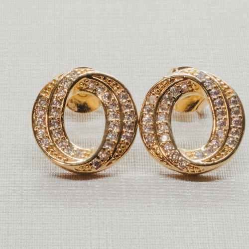 Brinco Circulo Vazado Cravejado