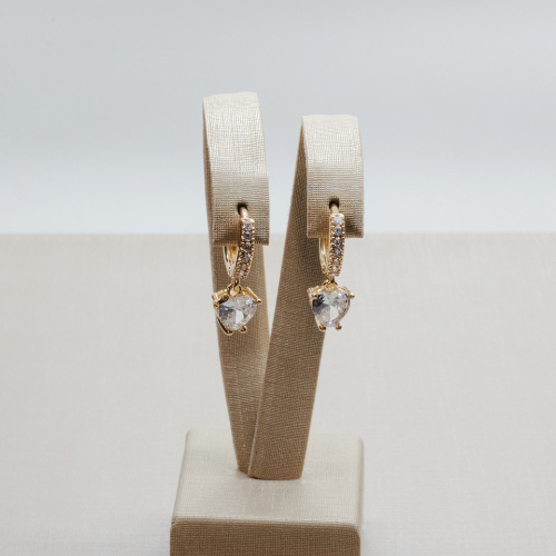 Brinco Banhado a Ouro com Pedras Cravejadas