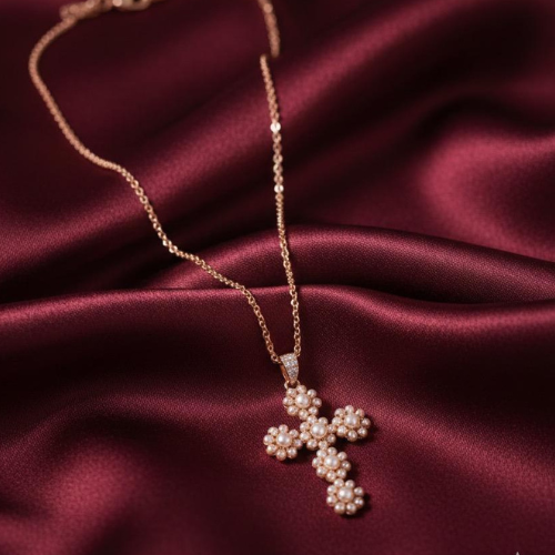 Corrente de Crucifixo em Pérolas