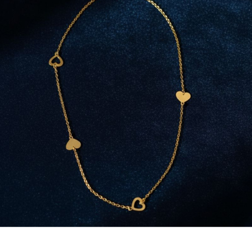 Corrente Banhado a Ouro com Corações