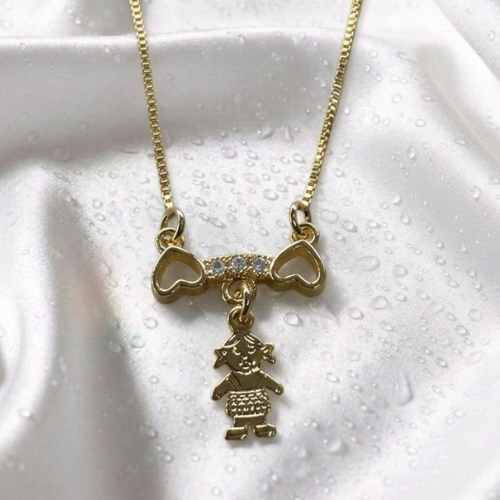 Colar Canga com Pingente Menina e Zircônias